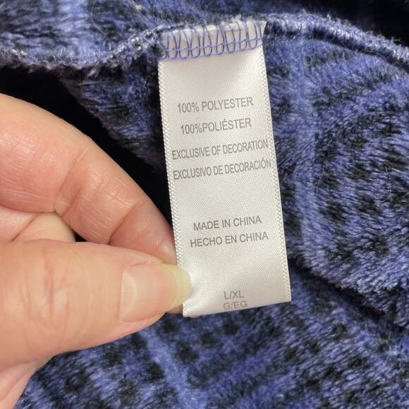 Tommy Bahama Plush Robe Mens L/XL Blue Plaid Fleece Belted Embroidered Logo Long - Picture 5 of 10